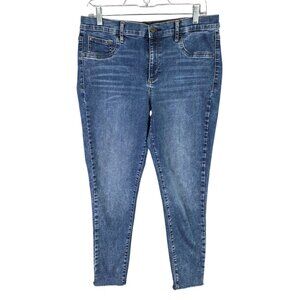 Womens Gap Denim Favorite Jegging Raw Hem Medium Wash Cotton Blend Stretch 32